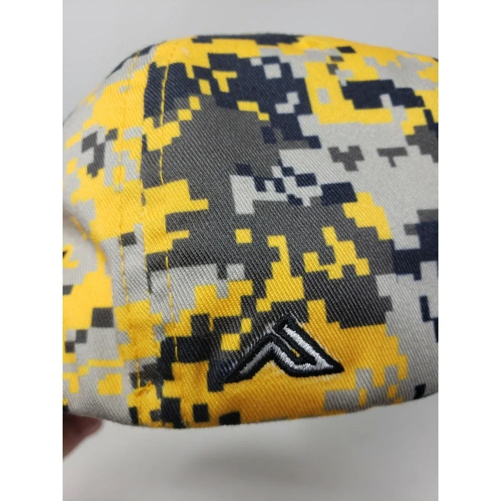 Pacific Headwear 708F Black & Yellow Camo Cap Hat  Lightening Bolt Fitted SM- MD